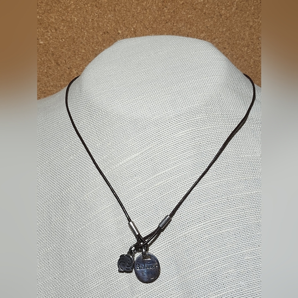 GeoArt Brown Cord Necklace with Sterling Silver Charms BALANCE